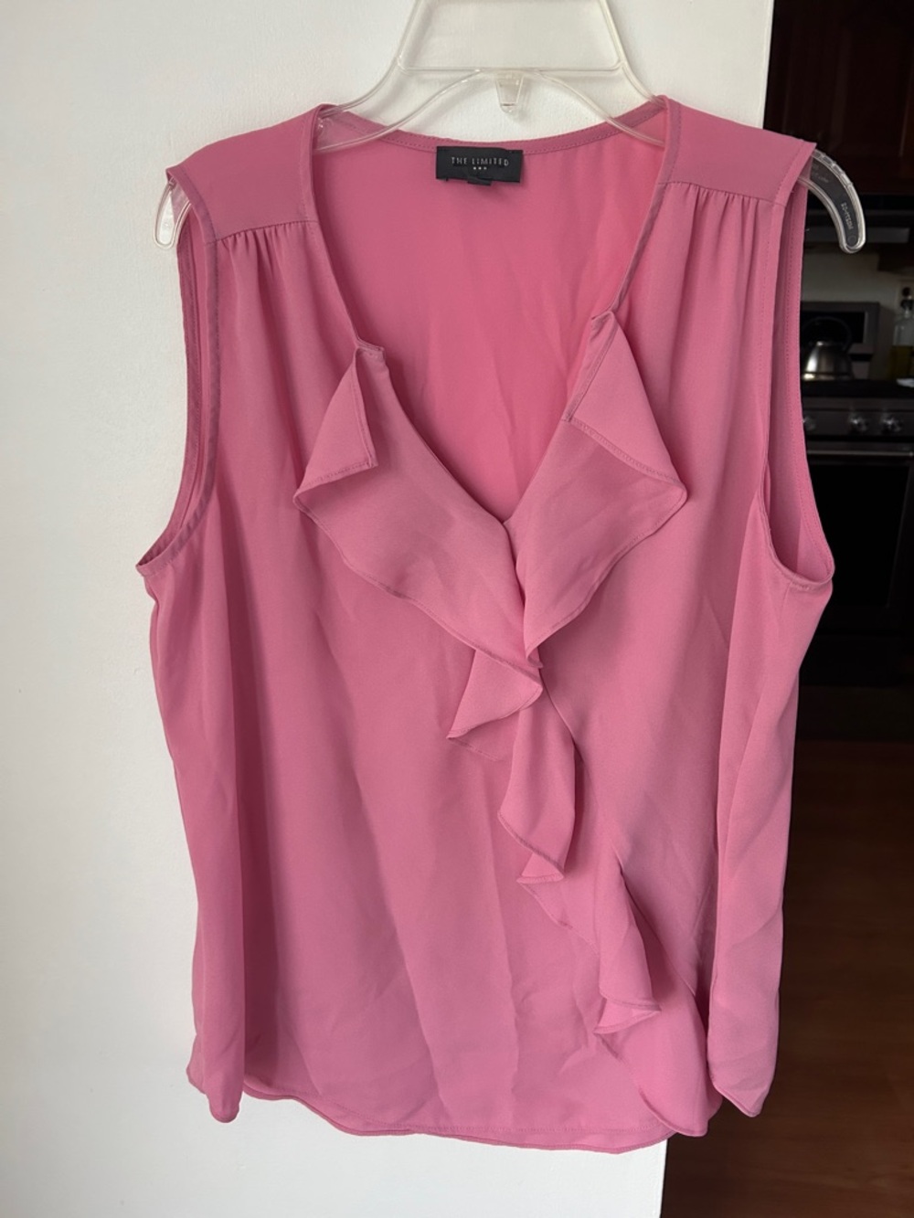 The Limited || Pink Ruffle V-Neck Sleeveless Blouse